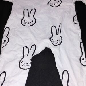 White Bunny Print Kids Footed One-Piece Romper